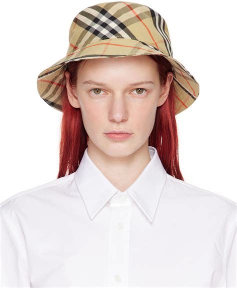 burberry bucket hat ssense|Burberry: Beige Check Bucket Hat .